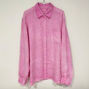 120% Lino Mens 100% Linen Long Sleeve Button Down Size 2XL Regular Fit